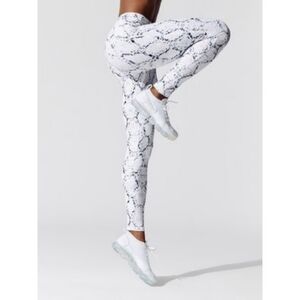 Varley Duncan White Snake Print Athletic Leggings